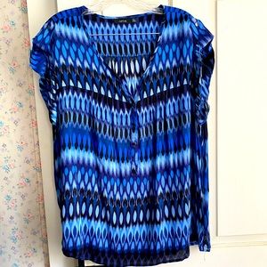 Apt 9 Blue Sleeveless Patterned Blouse
